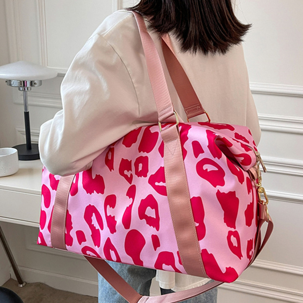 旅行バッグ 豹柄大容量ボストンバッグ 機内持込み対応