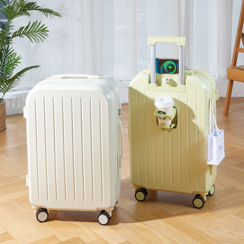 旅行バッグ 縦溝デザイン四輪静音キャリーケース