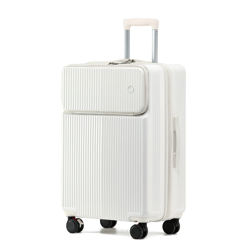 旅行バッグ 縦溝デザイン前面ポケット付きキャリーケース