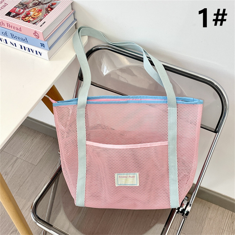 旅行バッグ メッシュトートバッグ 大容量収納 透け感おしゃれ手提げ
