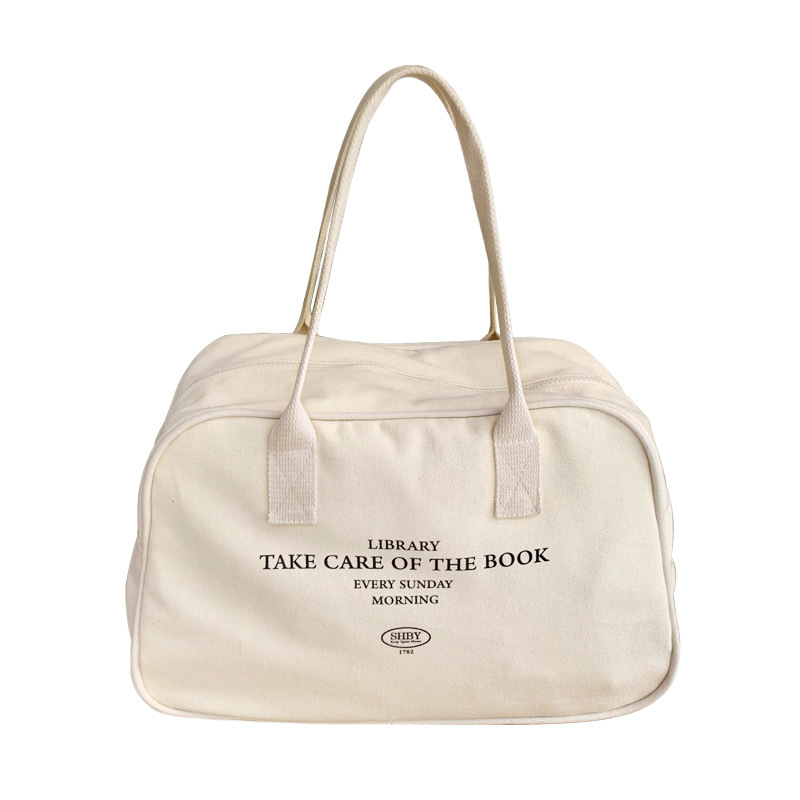 旅行バッグ 文字入りキャンバス地ボストンバッグ