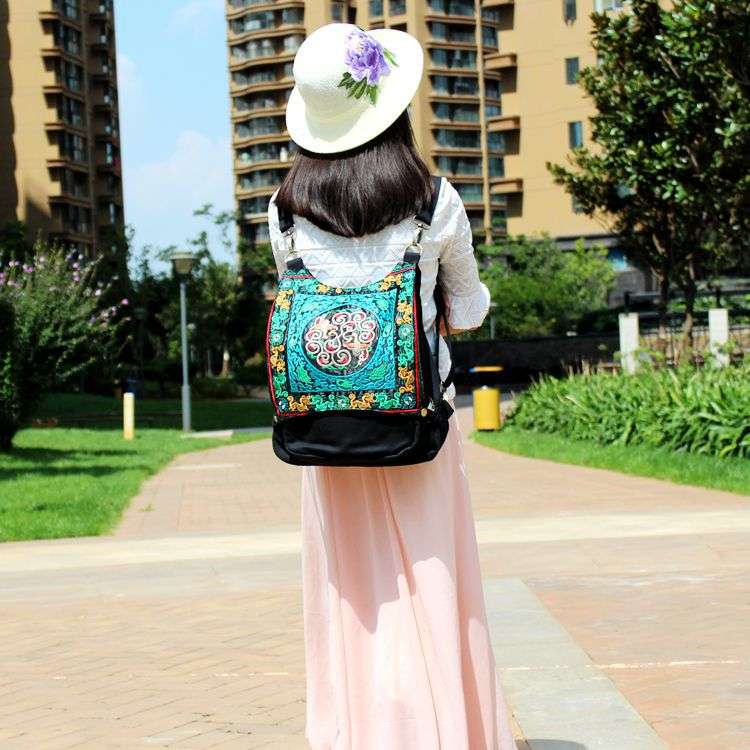旅行バッグ 民族風刺繍ジャガード旅行ポーチ