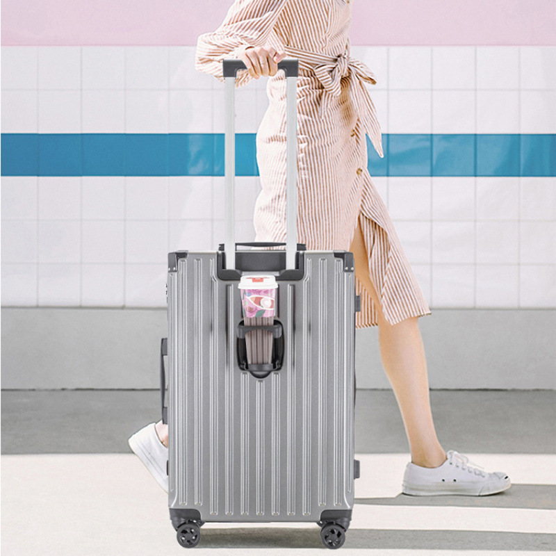 旅行バッグ 縦型溝デザイン四輪静音多機能キャリーケース