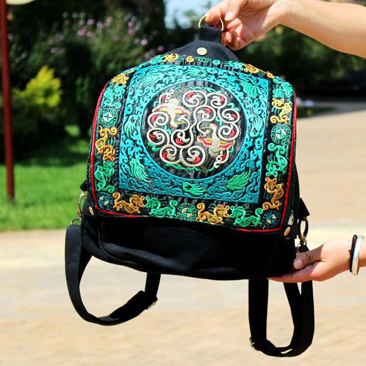 旅行バッグ 民族風刺繍ジャガード旅行ポーチ