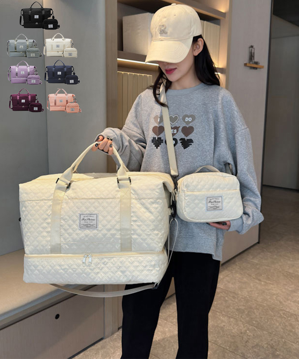 旅行バッグ 大容量ボストンバッグとショルダーバッグの二点組み