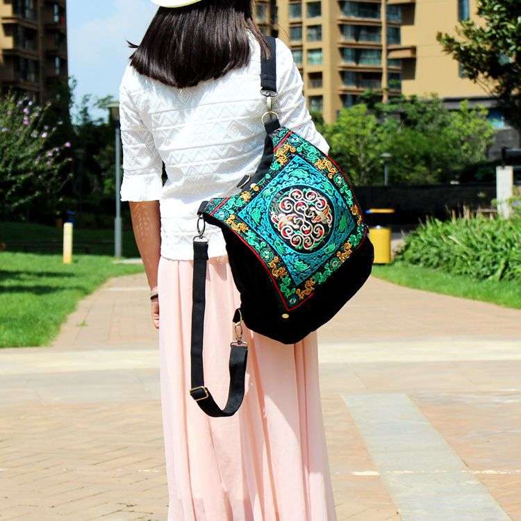 旅行バッグ 民族風刺繍ジャガード旅行ポーチ
