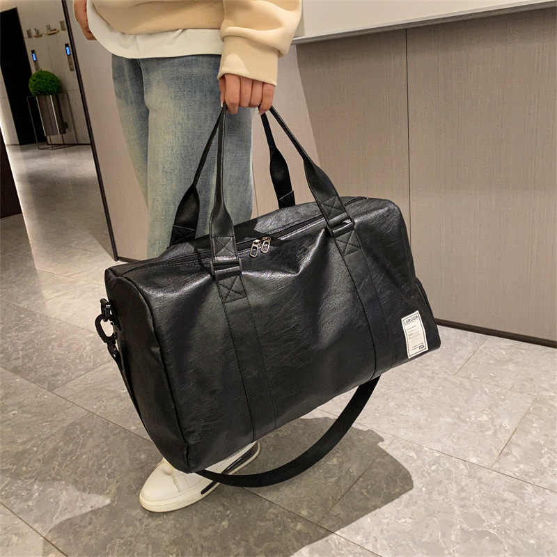 旅行バッグ 大容量合成皮革製ショルダー付きボストンバッグ