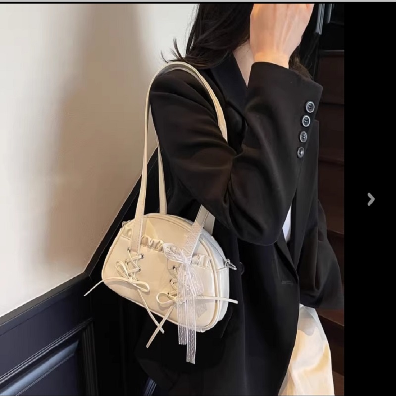 旅行バッグ レース結び装飾 丸型ボストンバッグ