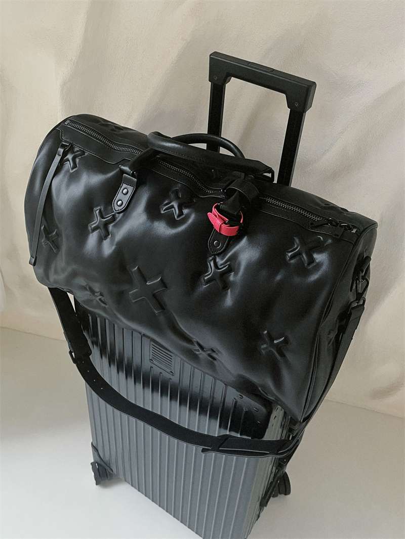 旅行バッグ 立体クロスデザイン高級ボストンバッグ