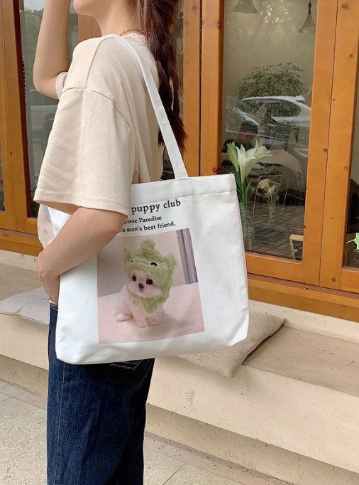 旅行バッグ トートバッグ 可愛い犬柄 旅行対応