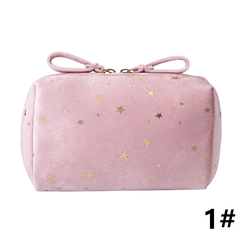 旅行バッグ 星柄ベロア トラベルポーチ 化粧品収納 小物整理