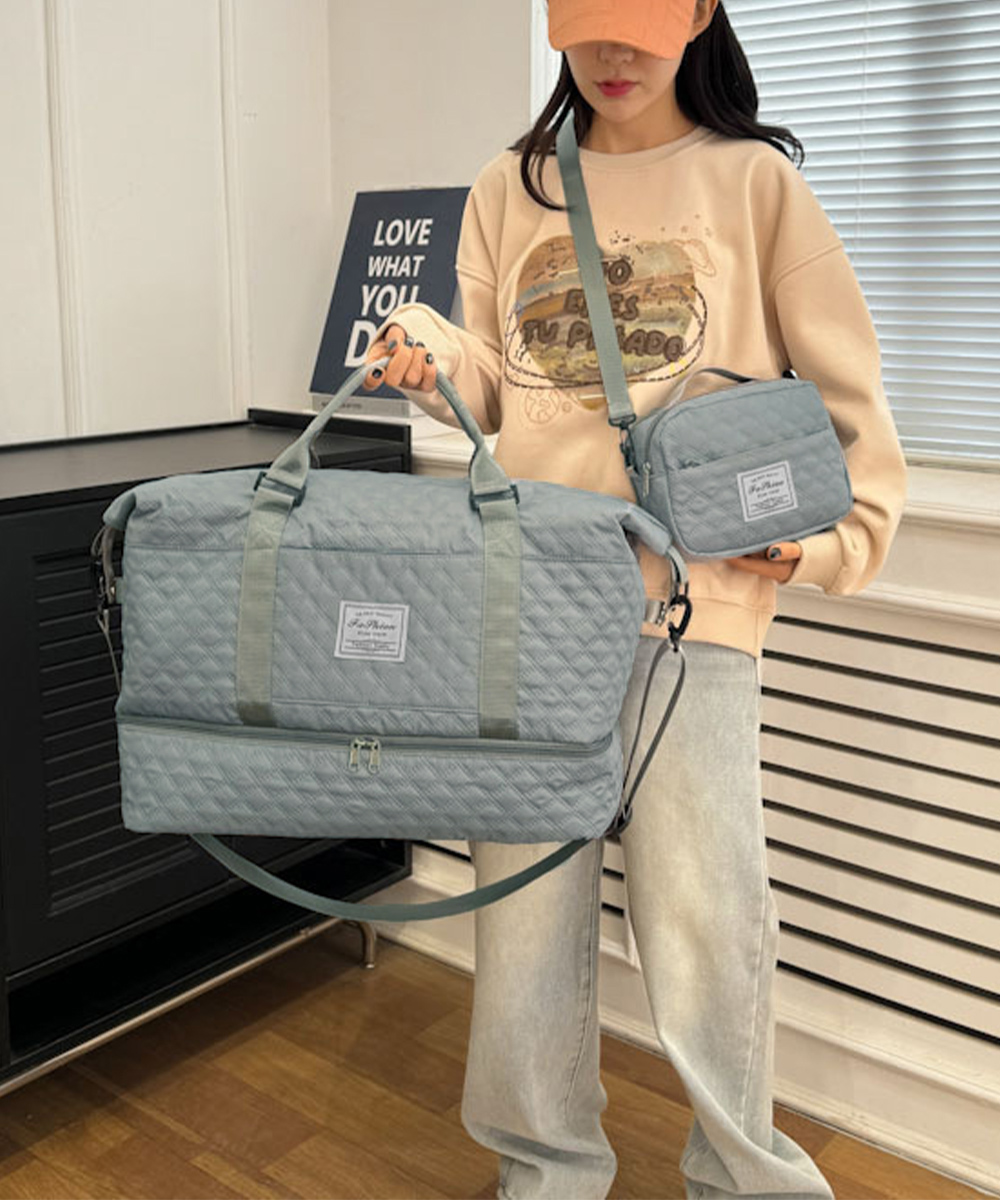 旅行バッグ 大容量ボストンバッグとショルダーバッグの二点組み