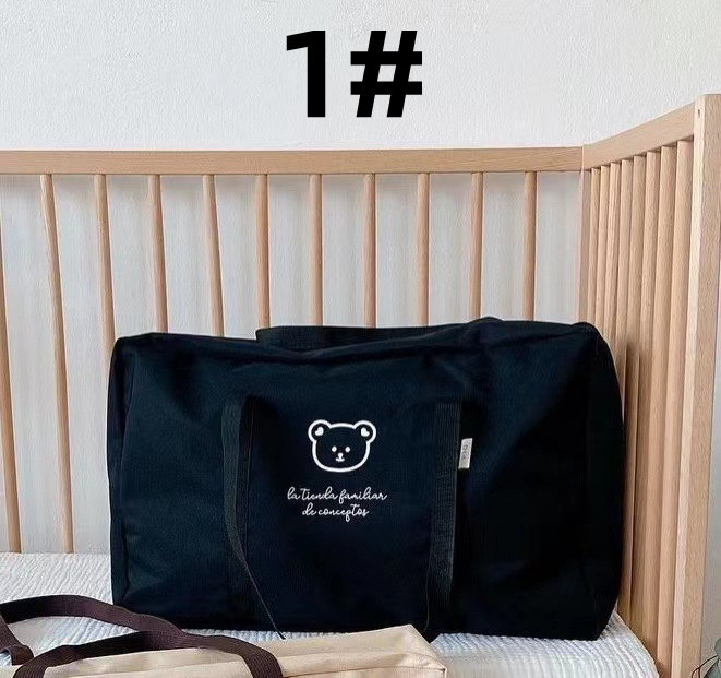 旅行バッグ 可愛い熊柄トートバッグ 折りたたみ式大容量旅行収納バッグ