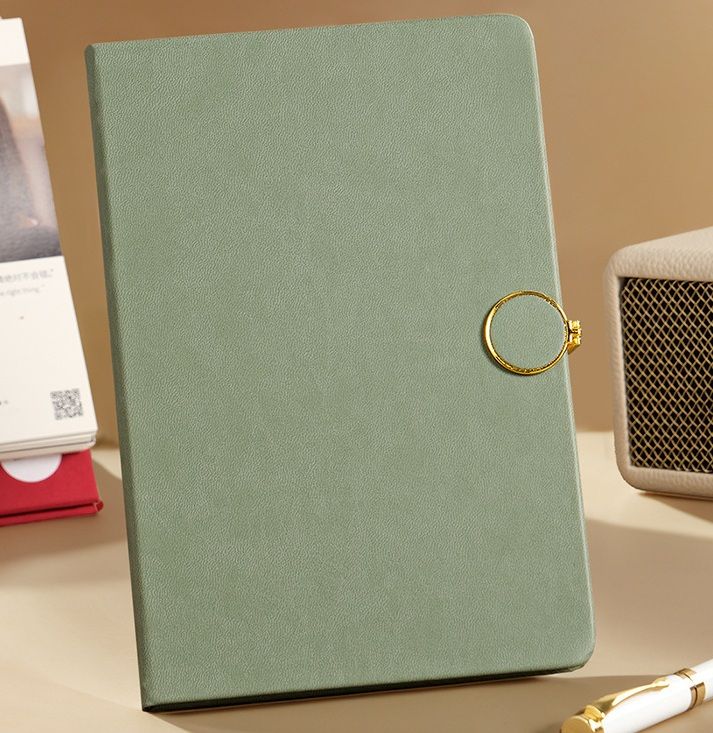 ノートカバー 金具リング留め具付き合成革装丁ノートカバー