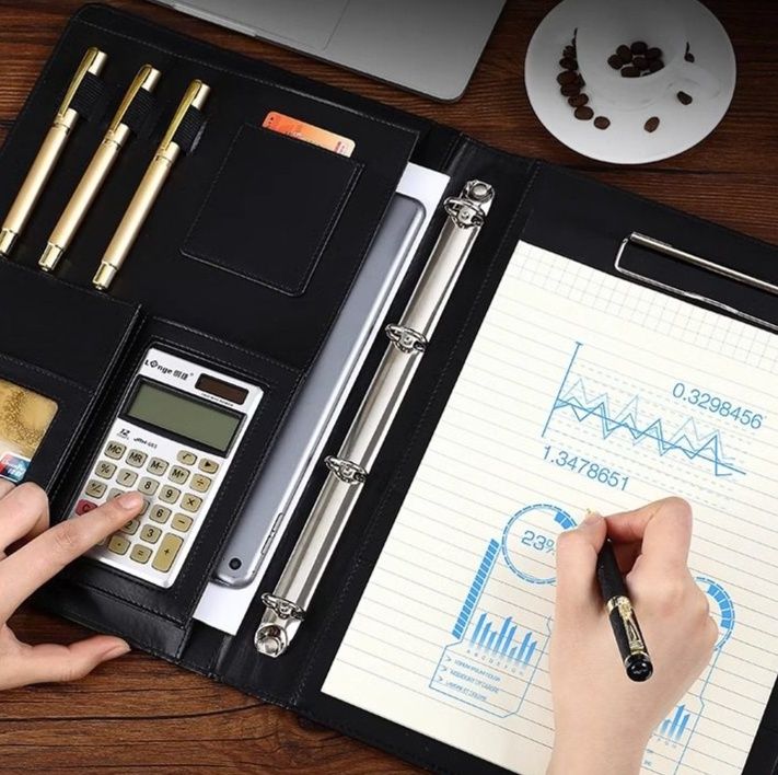 ノートカバー 多機能ベルト式合皮ノートカバー名刺入れ付き