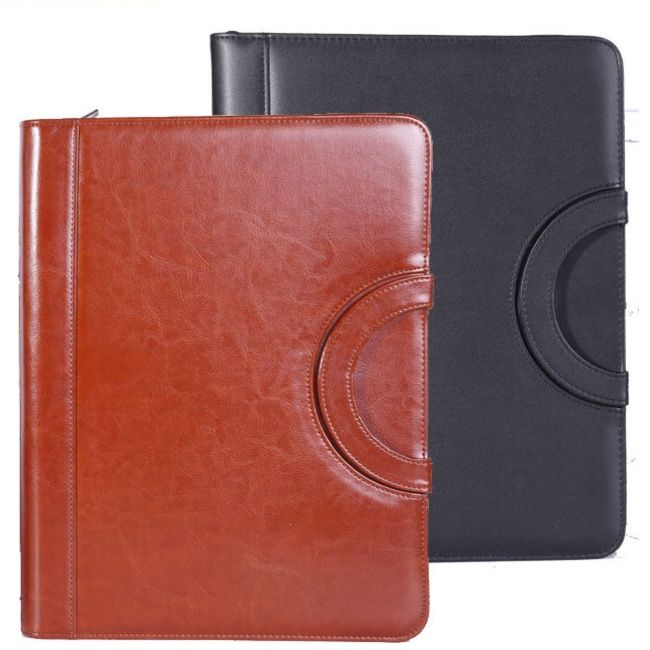 ノートカバー 上質合成皮革製半円装飾付きA4