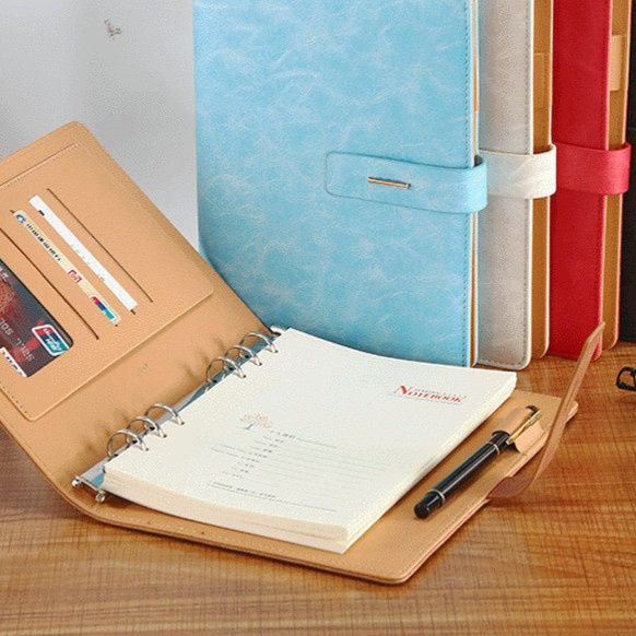 ノートカバー 多機能カードポケット付き合成皮革