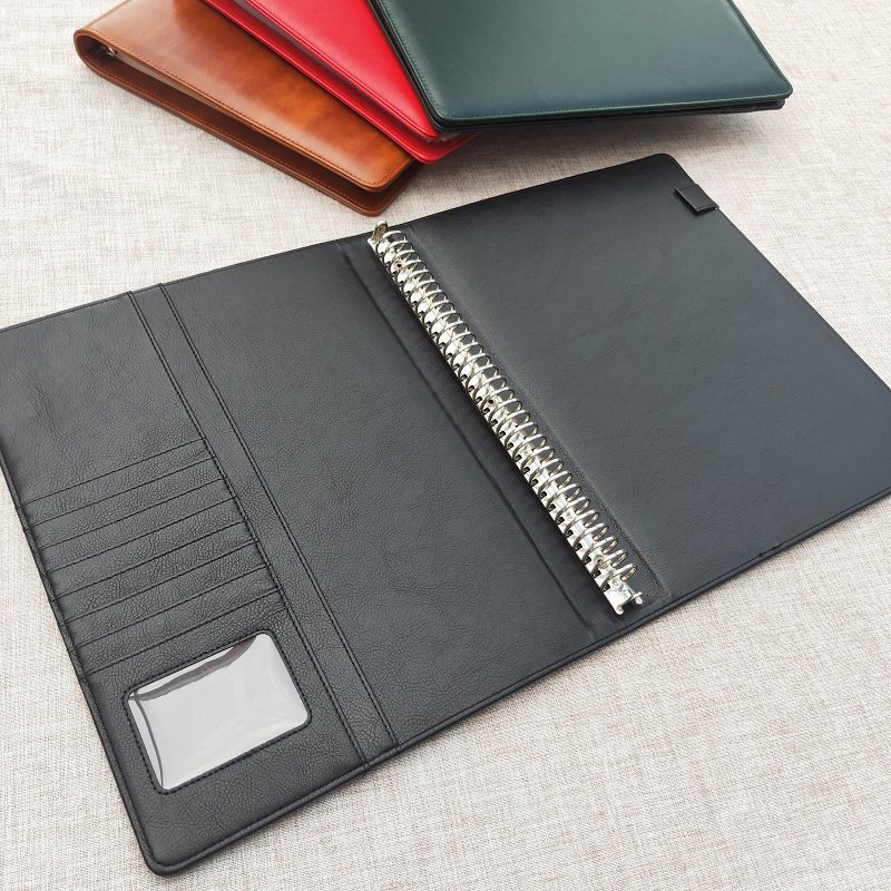 ノートカバー 多機能カードポケット付き本革