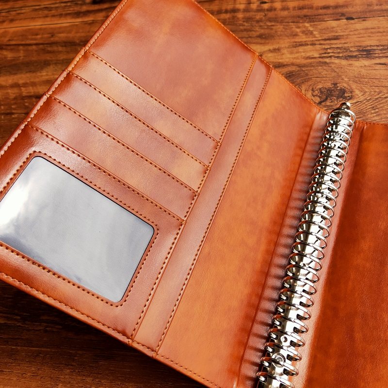 ノートカバー 多機能カードポケット付き本革