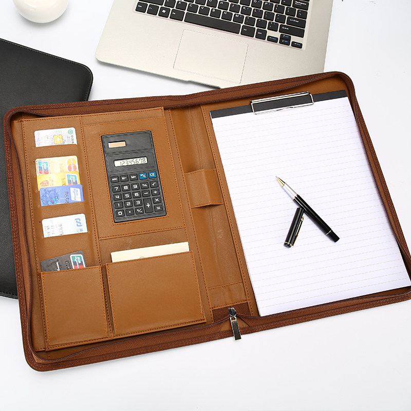 多機能ポケット付き電卓収納ファスナー式