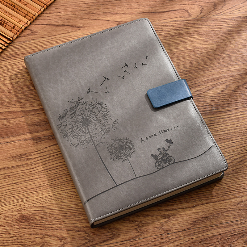 ノートカバー 蒲公英刻印合成皮革ノートカバー留め具付き