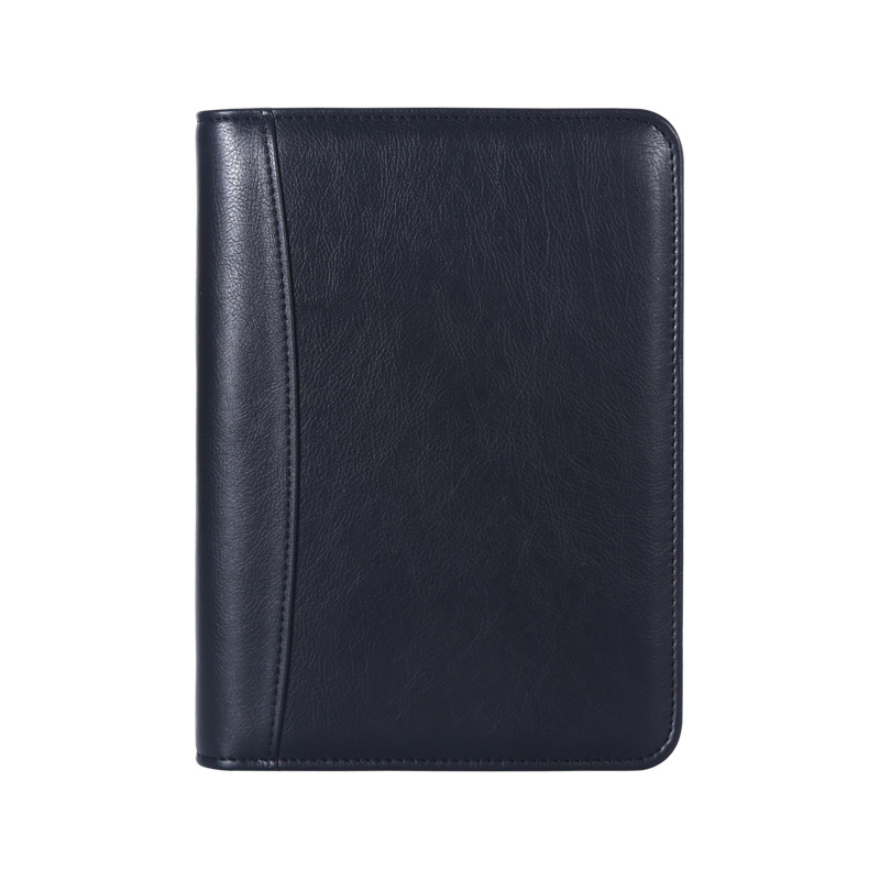 ノートカバー 高級合成皮革ジッパー式ペンホルダー付ノートカバー