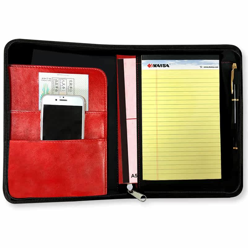 ノートカバー 多機能ジッパー式合成革手帳カバー