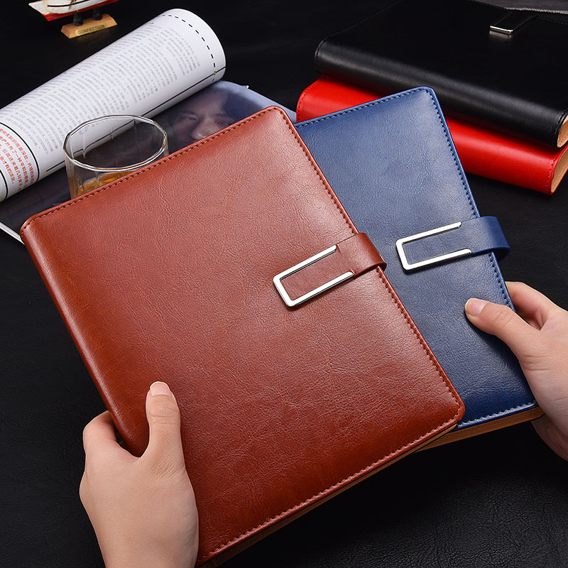 金属留め具付き上質合成皮革ノートカバー