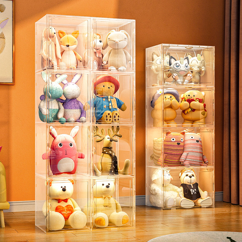 ぬいぐるみ収納 透明扉付き積み重ね式ぬいぐるみ展示棚