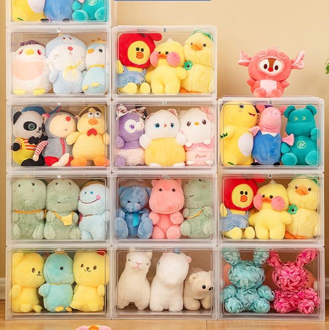 ぬいぐるみ収納 透明前開き式積み重ねぬいぐるみ収納ケース