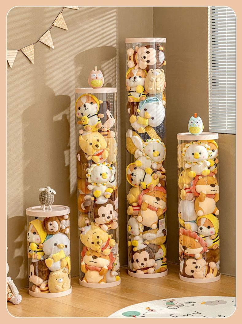 ぬいぐるみ収納 透明 円筒型ぬいぐるみ収納タワー