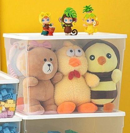 ぬいぐるみ収納 透明 蓋付き積み重ね式おもちゃ収納ケース