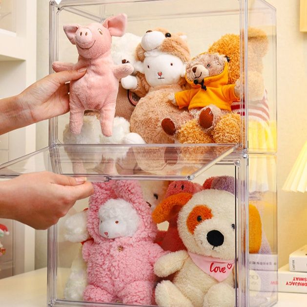 ぬいぐるみ収納 透明積み重ね式ぬいぐるみ収納ケース