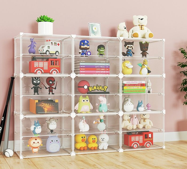 ぬいぐるみ収納 透明扉付き組み立て式ぬいぐるみディスプレイ棚