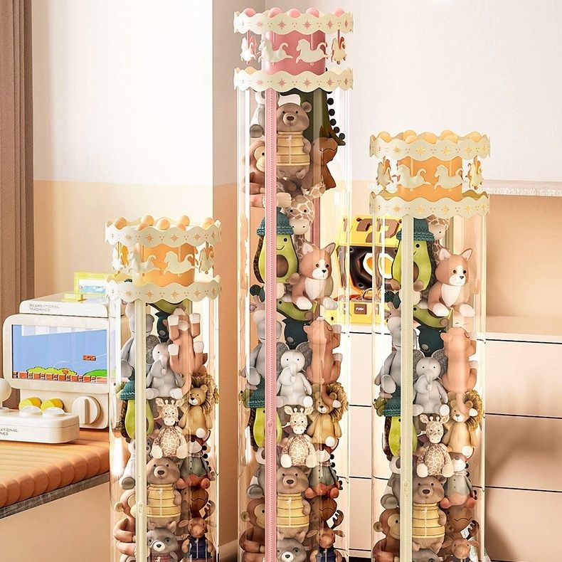 ぬいぐるみ収納 回転式透明円柱型ぬいぐるみ収納タワー