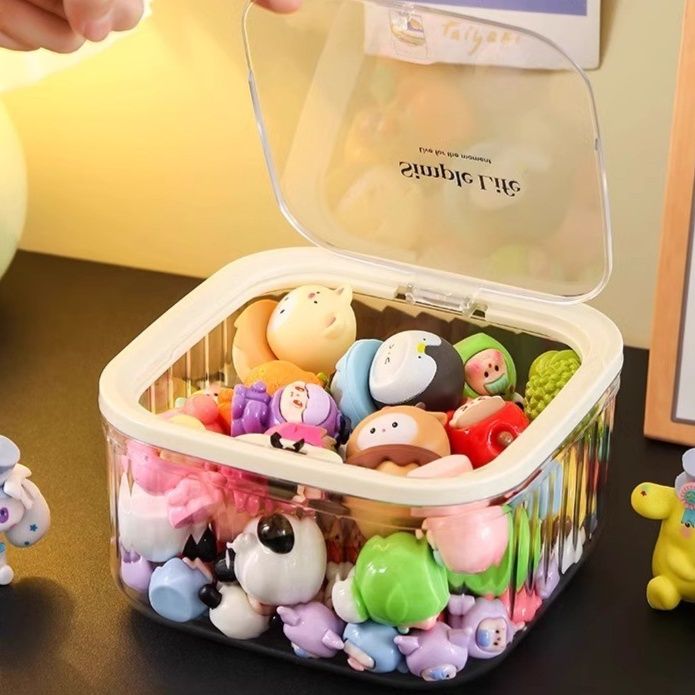 ぬいぐるみ収納 透明蓋付き小物整理ボックス