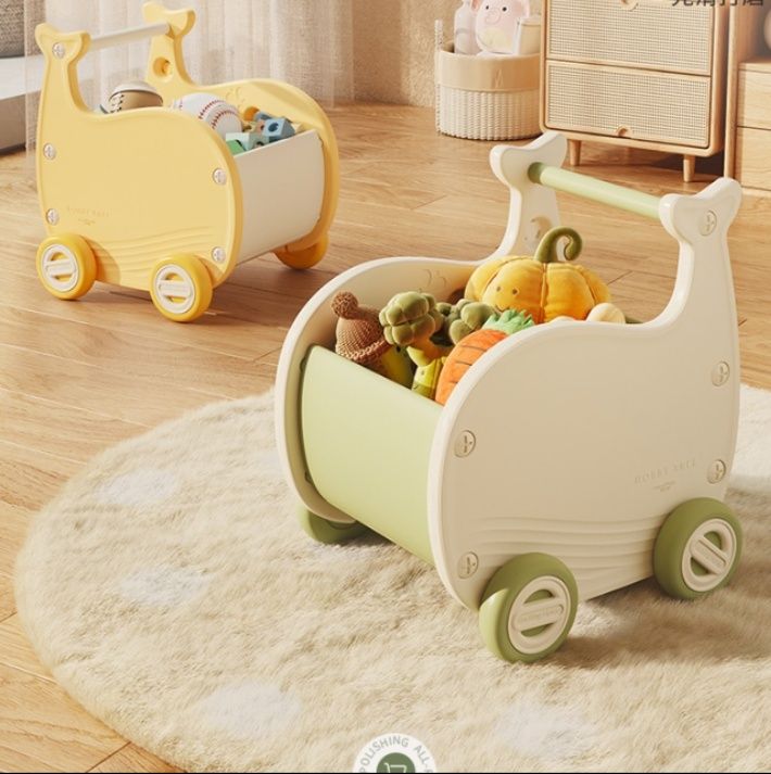ぬいぐるみ収納 子供用手押し車型収納　かご　歩行練習付き