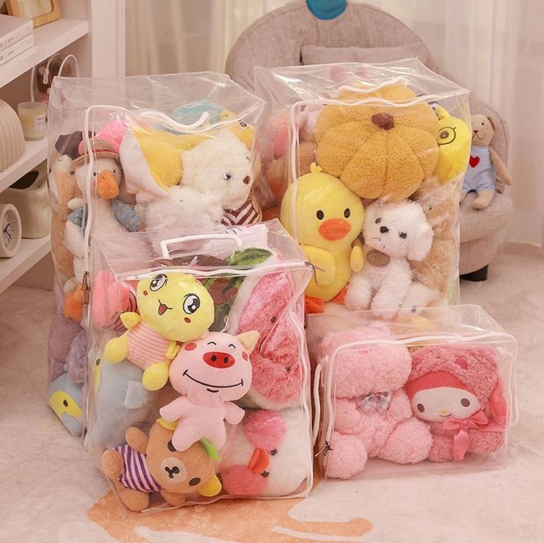 ぬいぐるみ収納 ファスナー開閉式透明ぬいぐるみ収納ケース