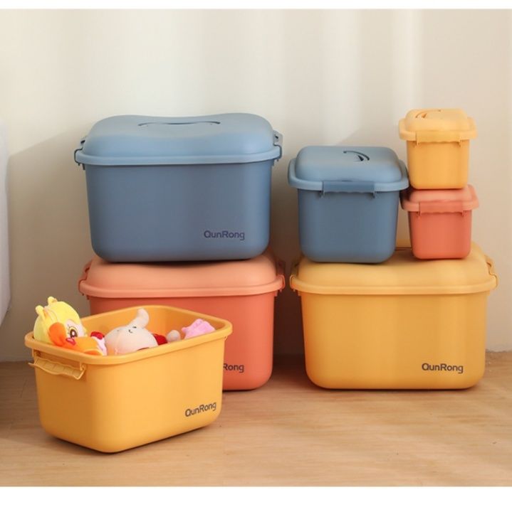 ぬいぐるみ収納 取っ手付き蓋つき角型収納ボックス