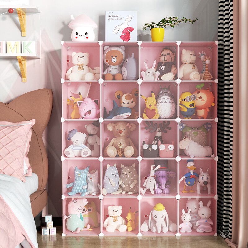 ぬいぐるみ収納 透明扉付き多段仕切り棚ぬいぐるみ収納ラック