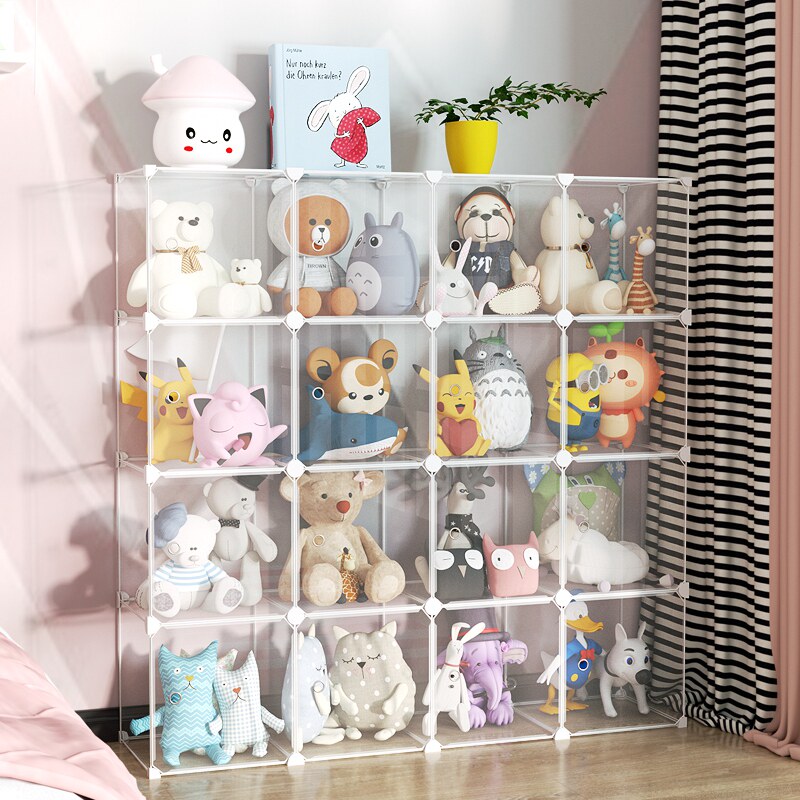 ぬいぐるみ収納 組み立て式透明キューブ型ぬいぐるみ収納棚
