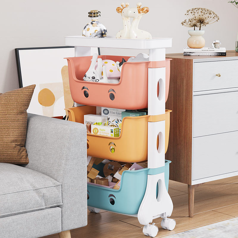 ぬいぐるみ収納 笑顔の顔付き多段式移動式おもちゃ収納ケース