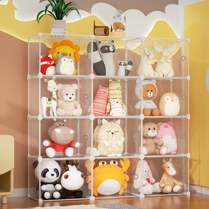 ぬいぐるみ収納 透明扉付き組み立て式ぬいぐるみ収納棚