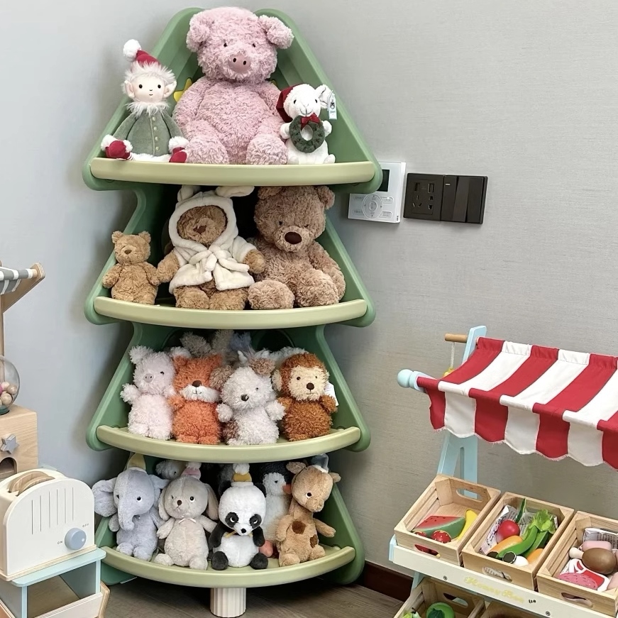 ぬいぐるみ収納 四段ツリー型コーナーぬいぐるみディスプレイ棚