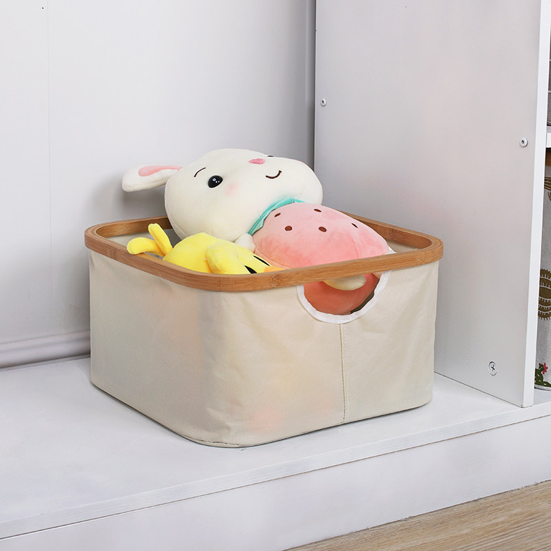 ぬいぐるみ収納 木枠付き布製おもちゃ収納ボックス