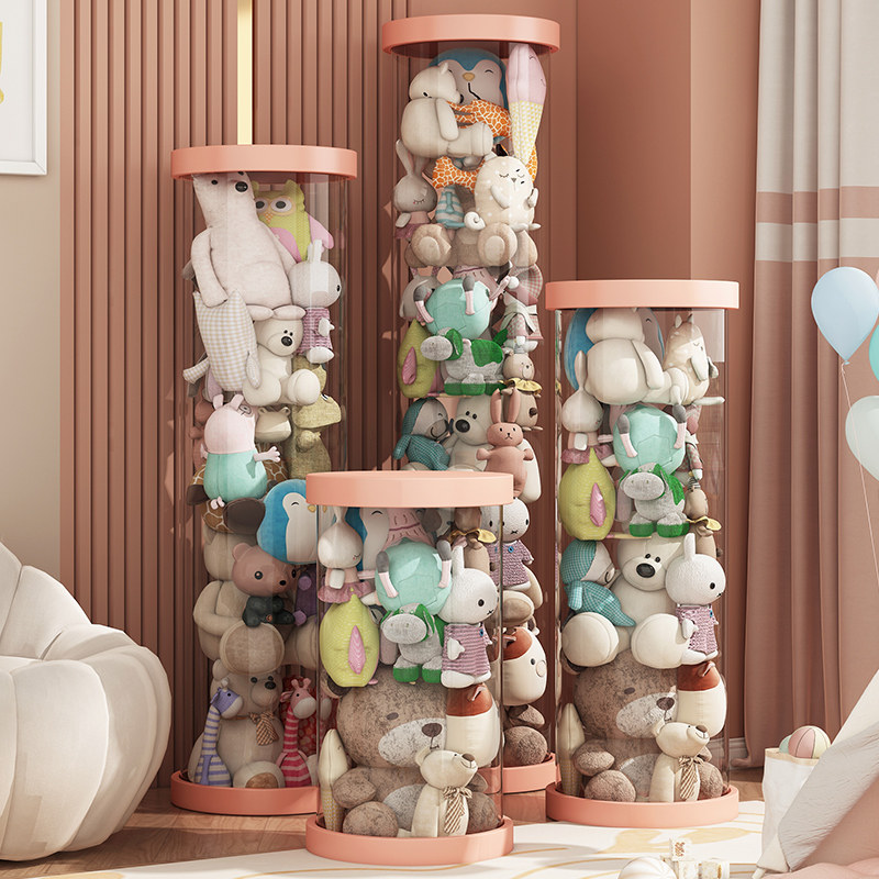 ぬいぐるみ収納 透明円柱型縦置き多段式ぬいぐるみ収納ケース