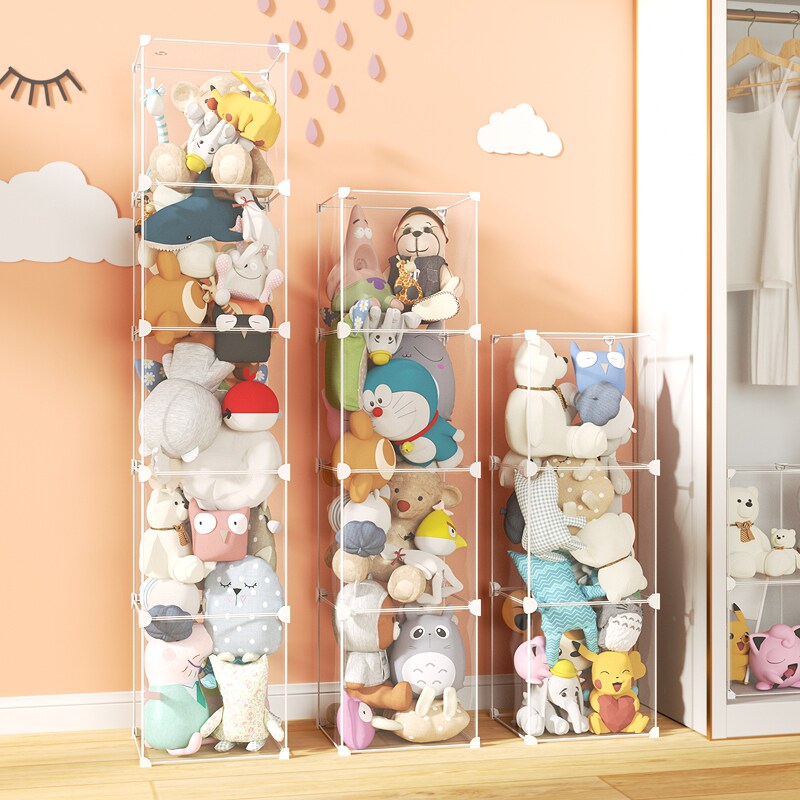 ぬいぐるみ収納 透明アクリル積み重ね式ぬいぐるみ収納棚