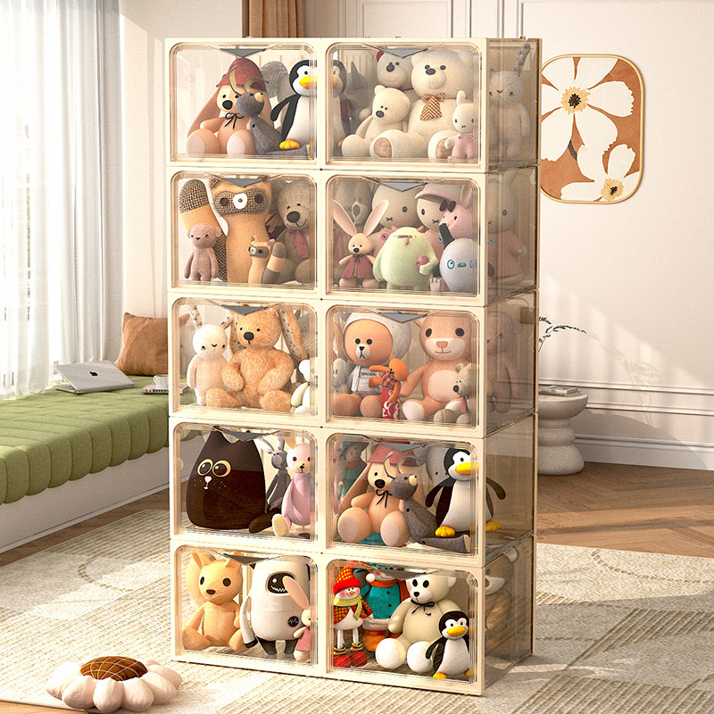 ぬいぐるみ収納 透明扉付き組み立て式ぬいぐるみ収納棚
