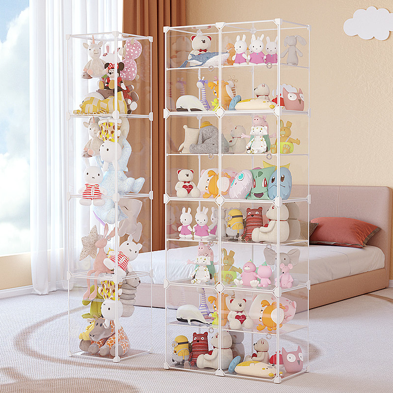ぬいぐるみ収納 透明扉付き組み立て式ぬいぐるみ収納棚