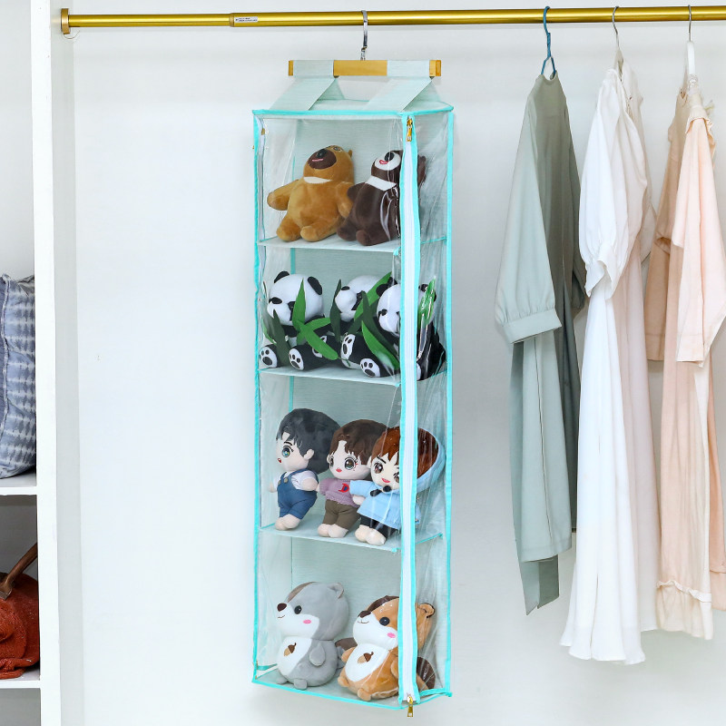 ぬいぐるみ収納 四段式メッシュ吊り下げぬいぐるみ収納棚